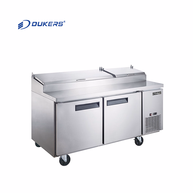 DPP70-9-S2 Two-Door Stainless Steel Pizza Prep Table Refrigerator, 498 L