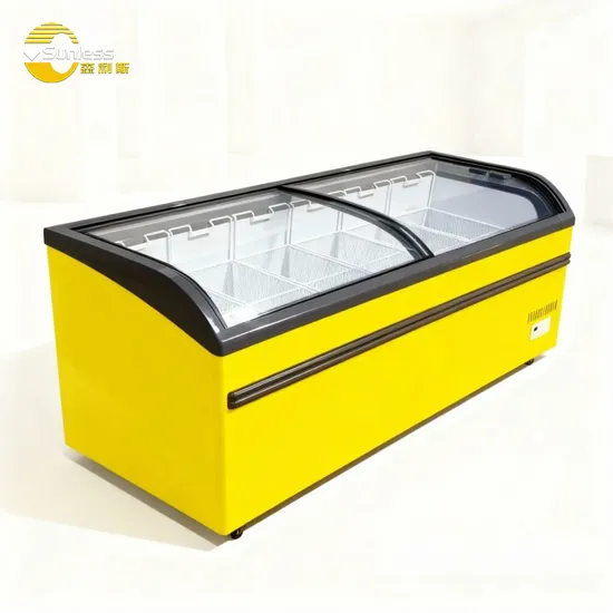 Freezer Commercial Large-Capacity Curved Glass Door Display Cabinet Refrigeration Freezing Preservat